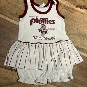 Vintage Philadelphia Phillies Fan Club Baby Dress onesie skirt size 2t